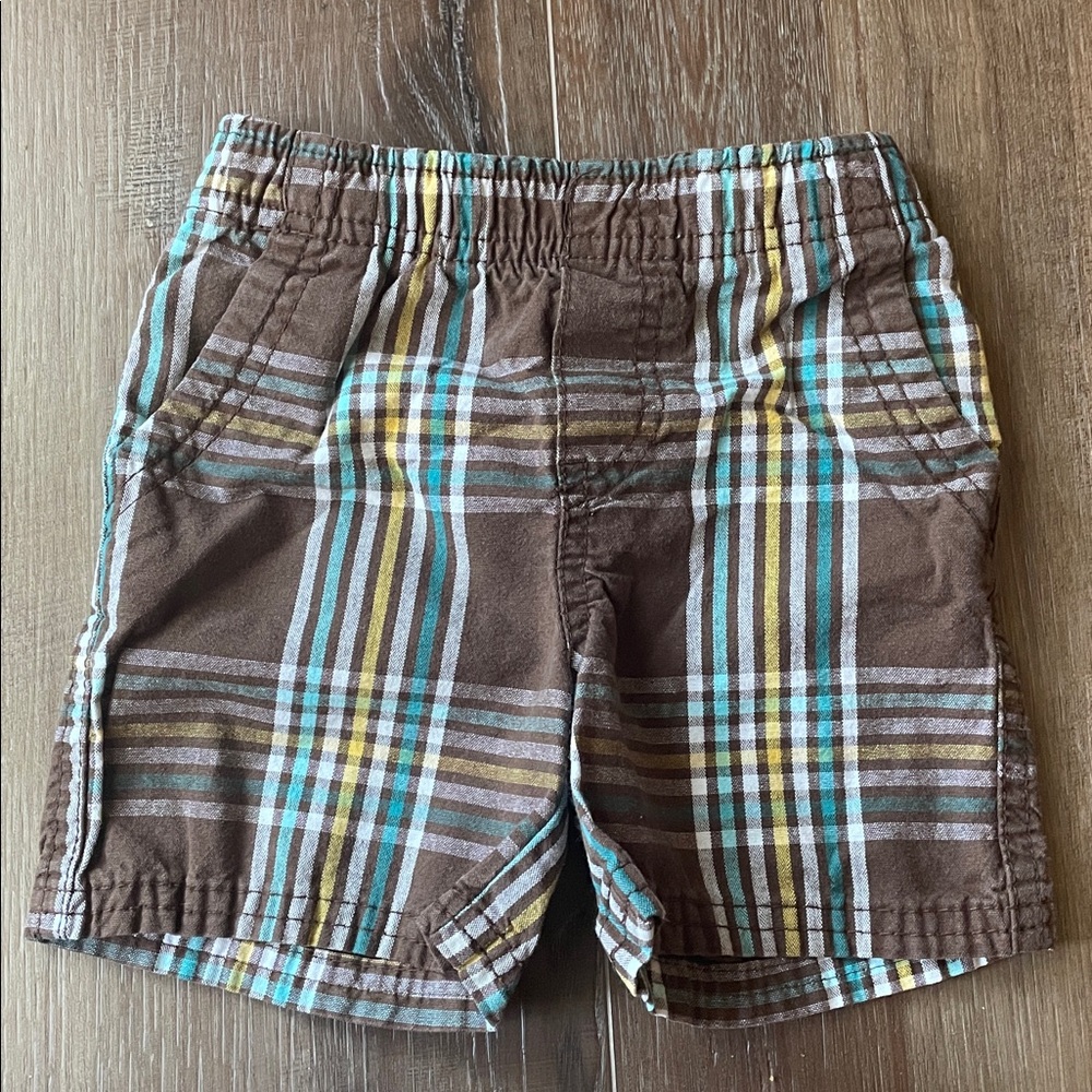 Circo elastic waist plaid shorts 12M
